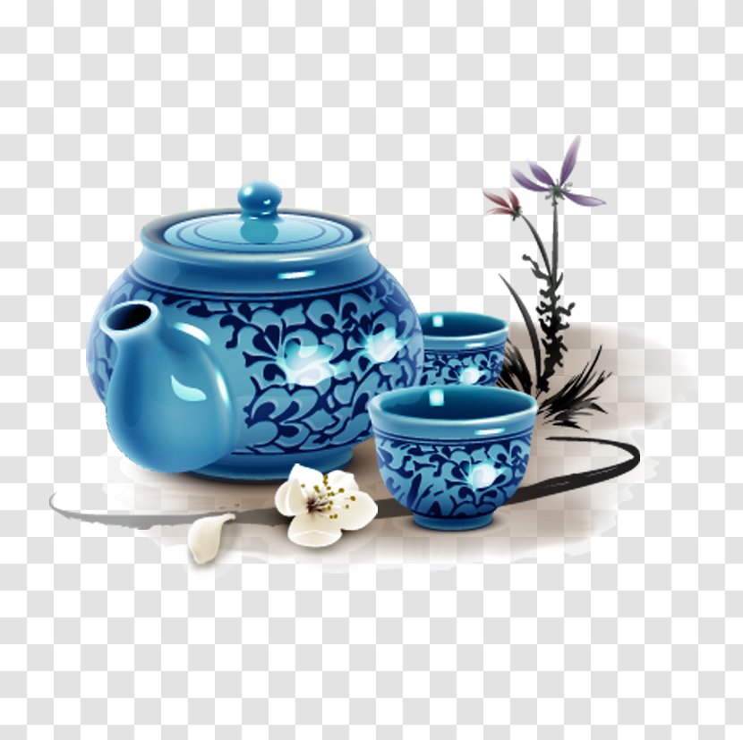 Green Tea - Lid - Blue And White Porcelain Set Transparent PNG