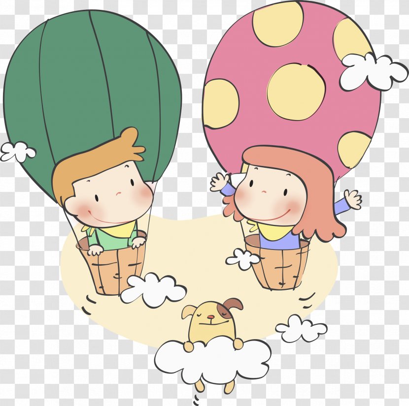 Balloon Clip Art - Watercolor - A Child Sitting On Parachute Overlooking Transparent PNG