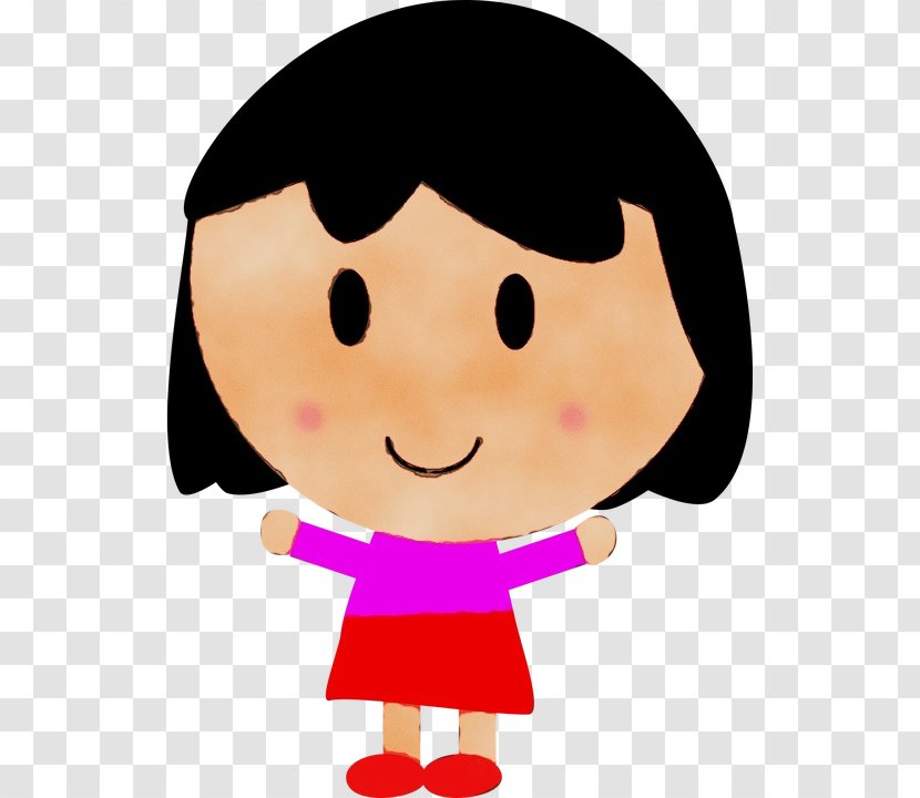 Cartoon Clip Art Pink Cheek Happy - Wet Ink - Gesture Child Transparent PNG