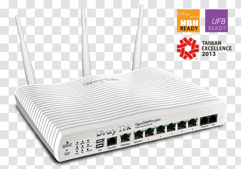 Draytek Vigor 2860n Router Vigor2860 VDSL - Wan Transparent PNG