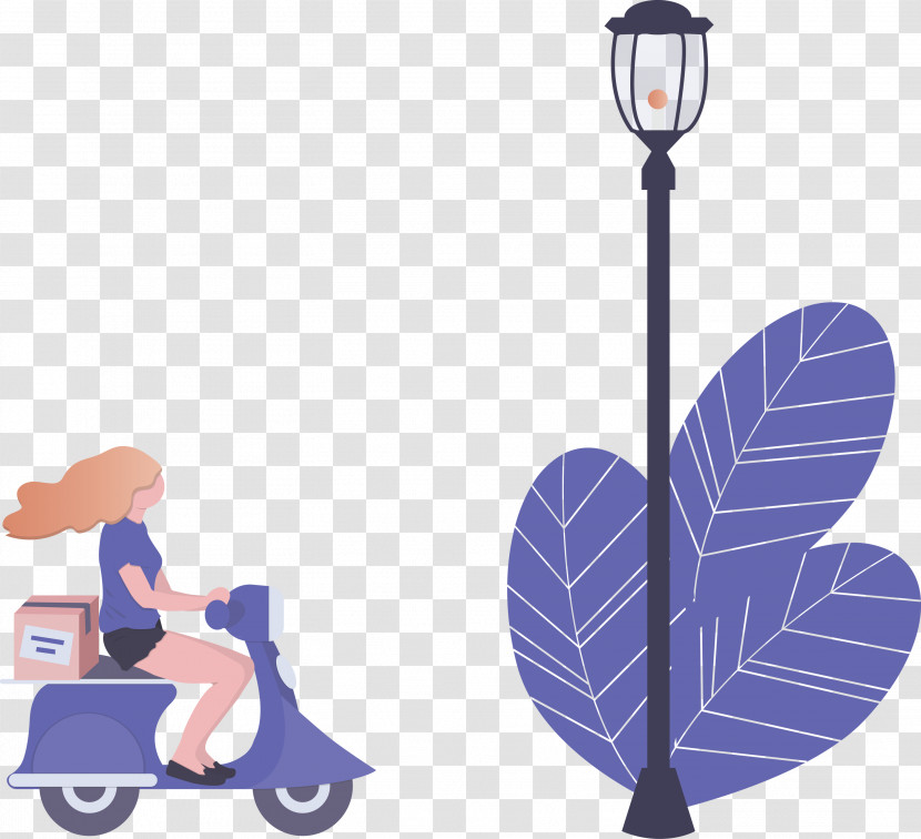 Street Light Motorcycle Delivery Transparent PNG