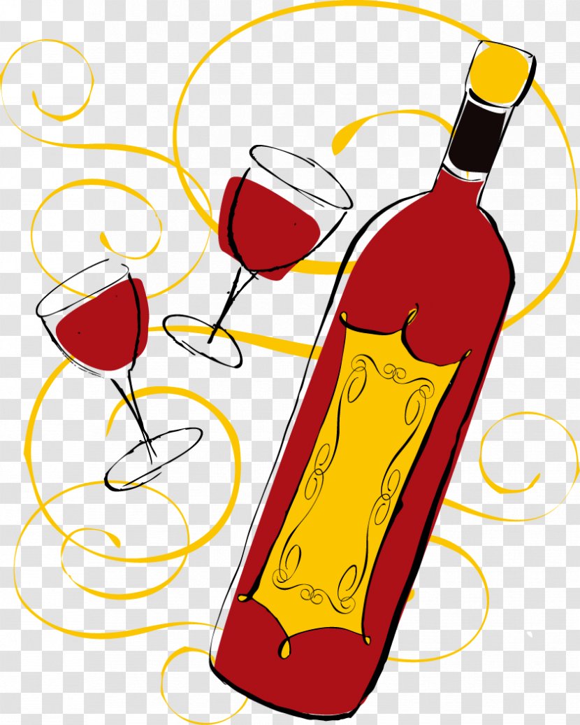 Red Wine White Common Grape Vine - Cartoon Painted Glasses Transparent PNG