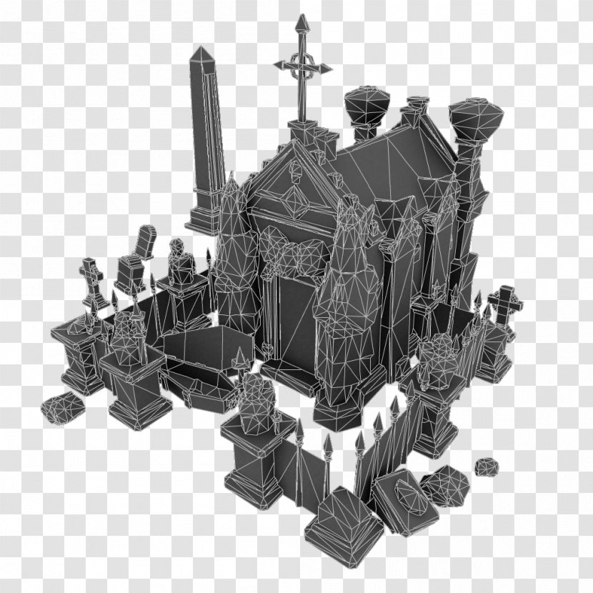 Low Poly 3D Computer Graphics Cemetery Modeling FBX - Painting Transparent PNG