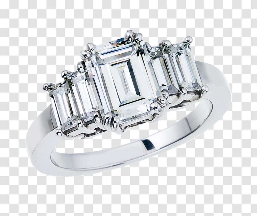 Diamond Cut Engagement Ring Baguette Transparent PNG