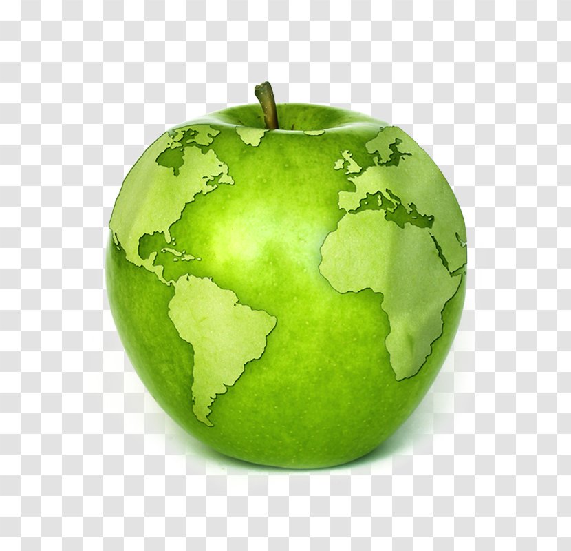 Globe Apple Stock Photography Fruit - World Map - Green Transparent PNG