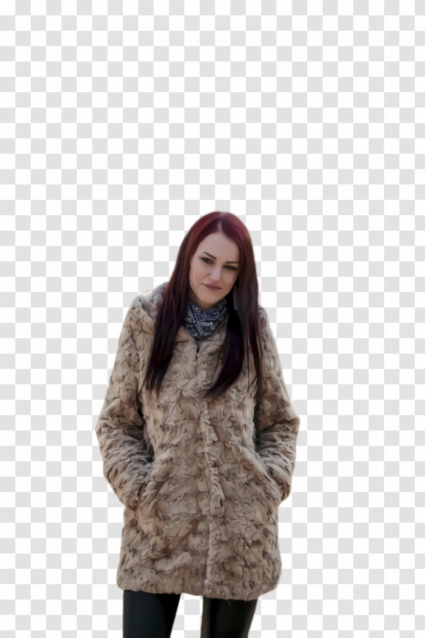 Winter Girl - Overcoat Natural Material Transparent PNG