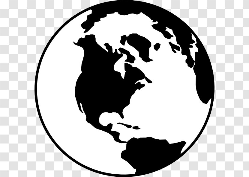 Earth Globe Black And White Clip Art - Vertebrate - Outline Cliparts Transparent PNG