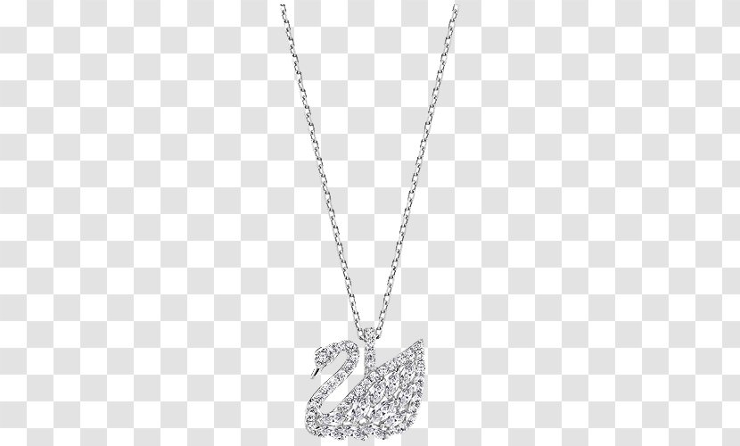 Necklace Black And White Pendant Silver Chain - Human Body - Swarovski Jewellery Ladies Swan Transparent PNG