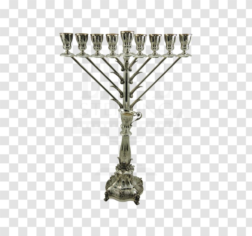Menorah Hanukkah Elite Sterling Chabad Candlestick - Silver - First Day Of Chanukah Transparent PNG