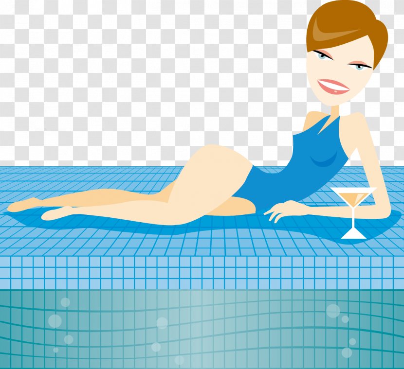Swimming Pool Cartoon Swimsuit Illustration - Tree - The Poolside Fashion Woman Vector Transparent PNG