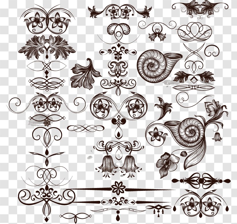 Motif Visual Design Elements And Principles - Drawing - European Vintage Lace Pattern Vector Material Transparent PNG