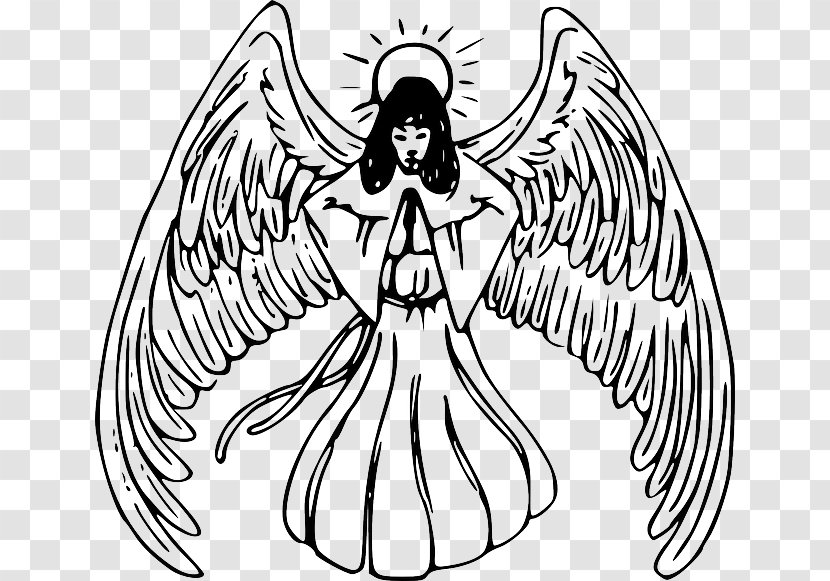 Line Art Angel Drawing Clip - Mythical Creature Transparent PNG