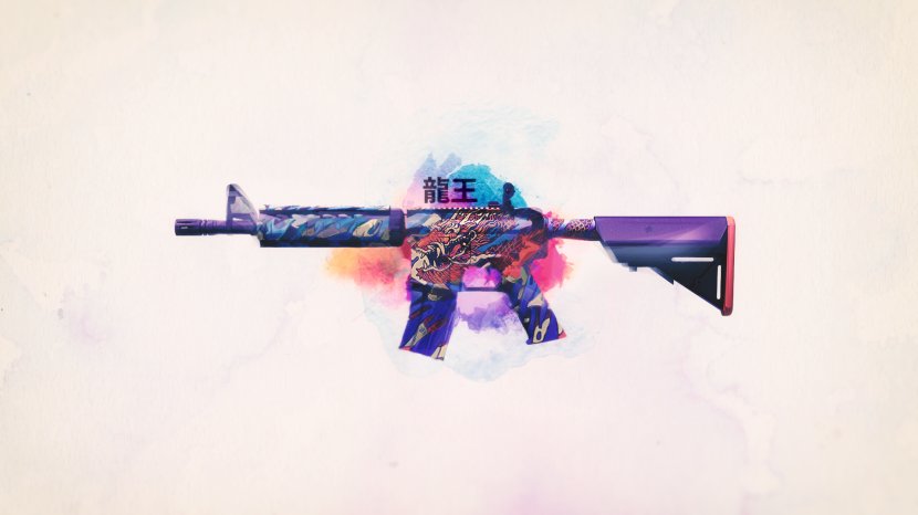Counter-Strike: Global Offensive M4A4 Dragon 1080p M4 Carbine - Watercolor - Counter Strike Transparent PNG