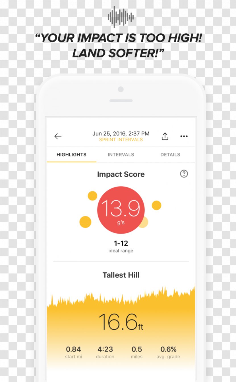 Moov Now Activity Tracker Physical Fitness Android User Interface - Yellow - Sprint Transparent PNG
