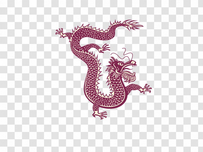 Double Happiness Chinese Dragon Symbol - Paper-cut Transparent PNG