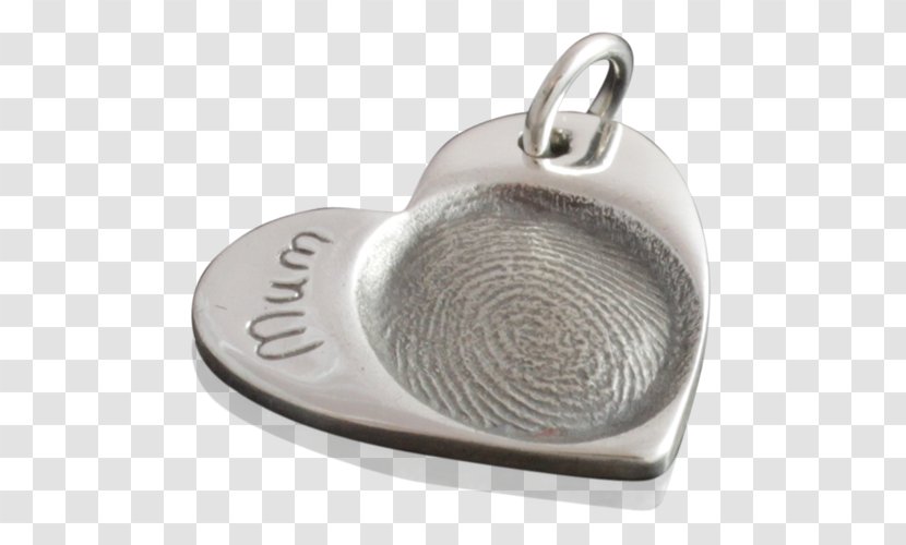 Locket Silver - Pendant - Heart Fingerprint Transparent PNG