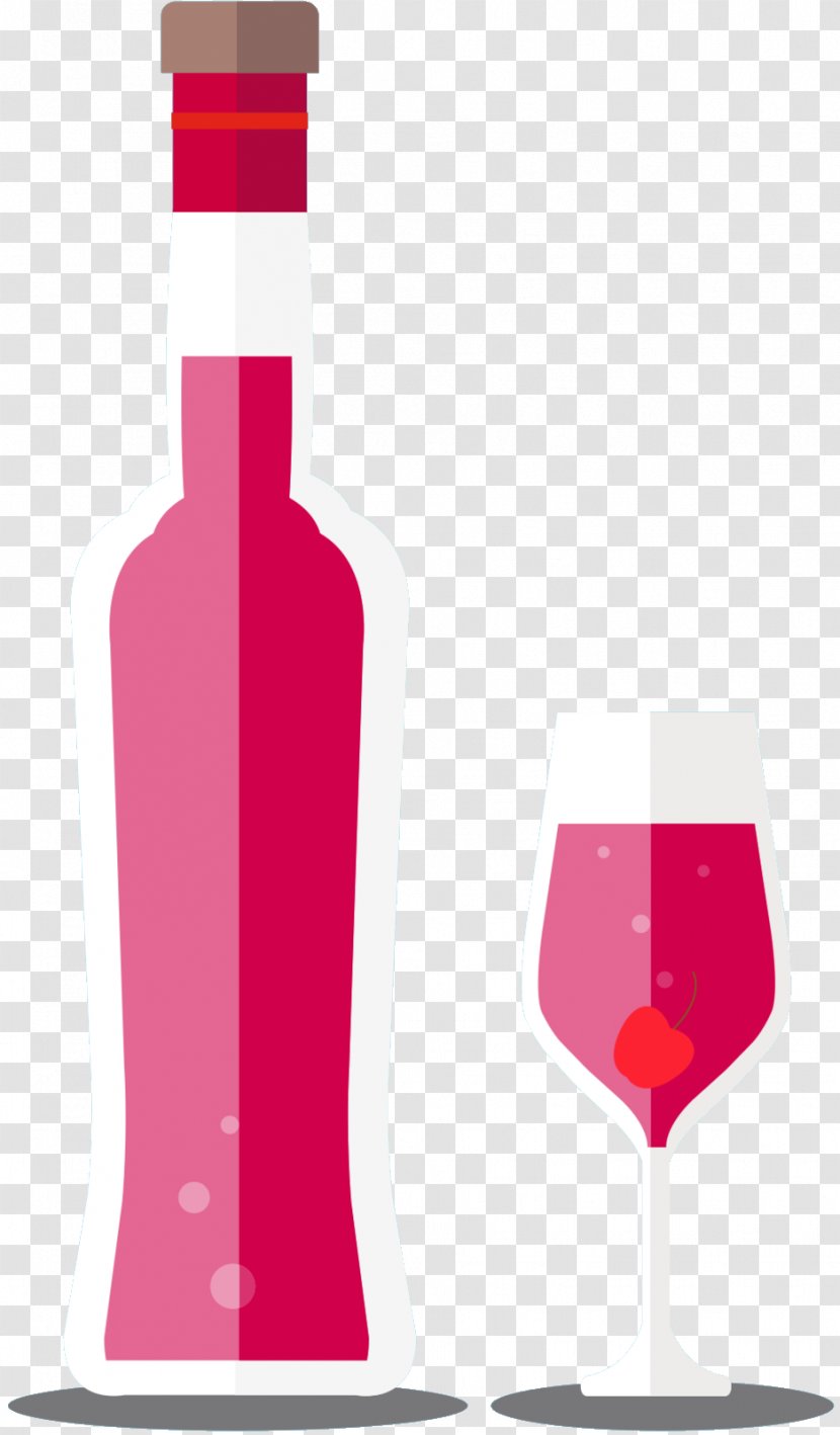Red Wine Glass Bottle Liqueur - Magenta - Dessert Transparent PNG