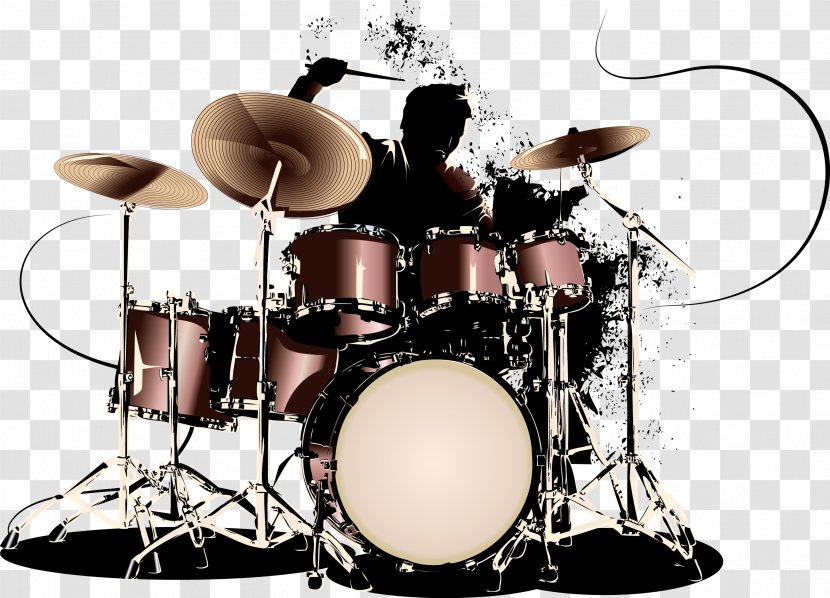 Drums Drummer - Silhouette - Trend Band Vector Transparent PNG