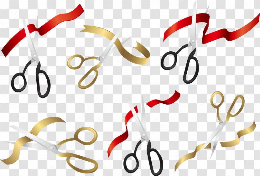 Scissors Opening Ceremony Ribbon - Frame - Vector Ribbon-cutting Band Transparent PNG