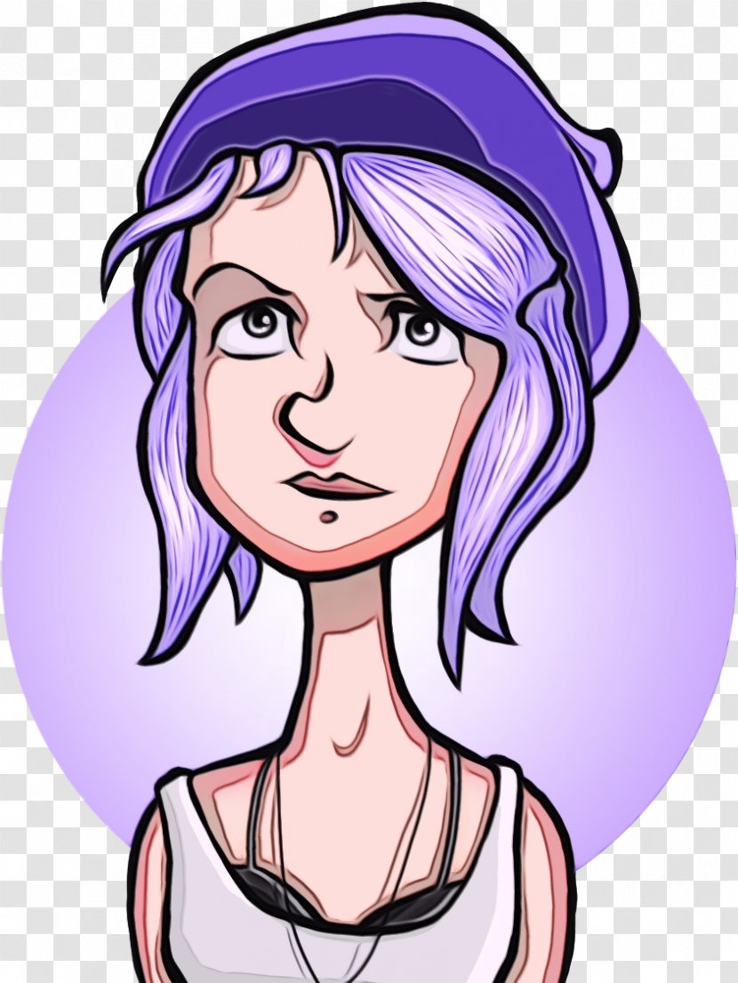 Face Cartoon Cheek Violet Clip Art - Watercolor - Forehead Line Transparent PNG