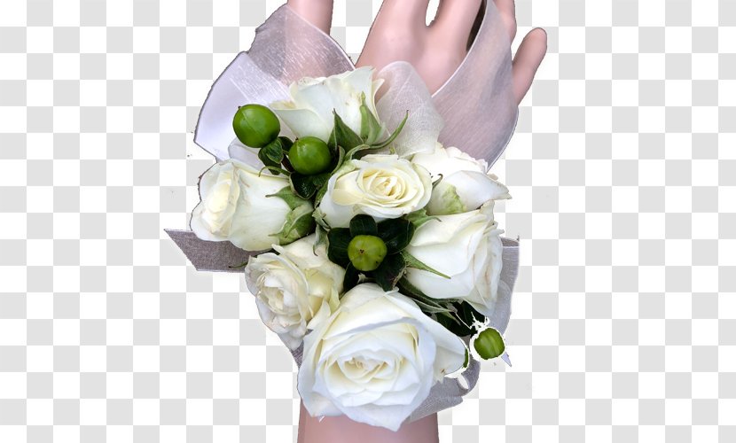 Garden Roses Corsage Floral Design Dunwoody Floristry - Rose Family - White Orchid Boutonniere Transparent PNG