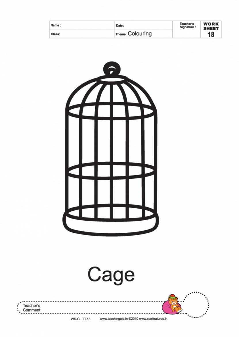 Birdcage Parrot Coloring Book Domestic Canary - Rabbit - Bird Cage Transparent PNG