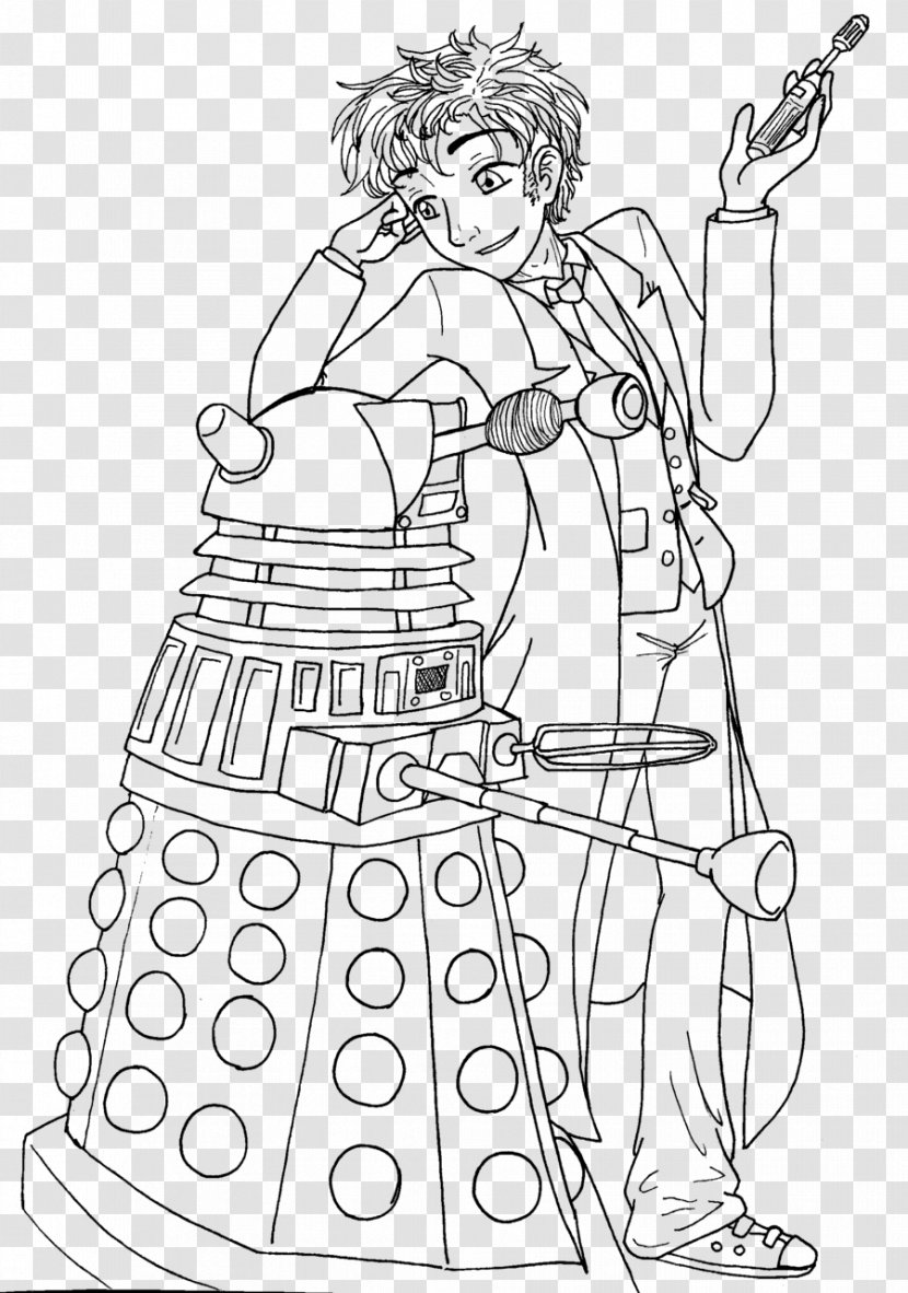Line Art Eleventh Doctor Drawing Dalek - Silhouette Transparent PNG