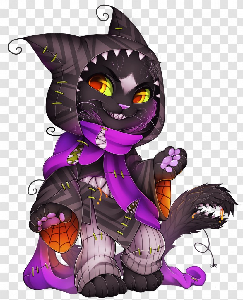 Black Cat Costume Halloween Fennec Fox - Violet Transparent PNG