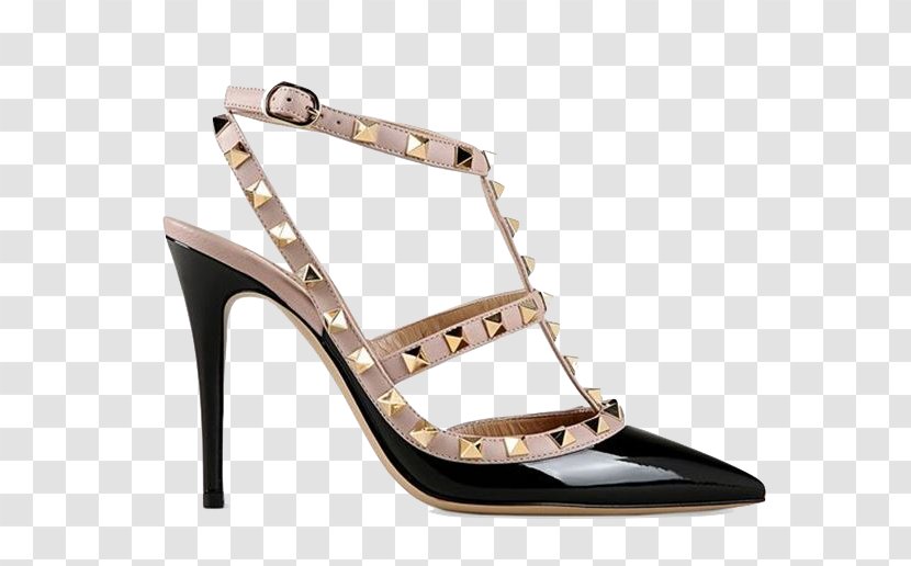 Court Shoe Valentino High-heeled Velvet Slingback Pumps - Bandwagon Button Transparent PNG