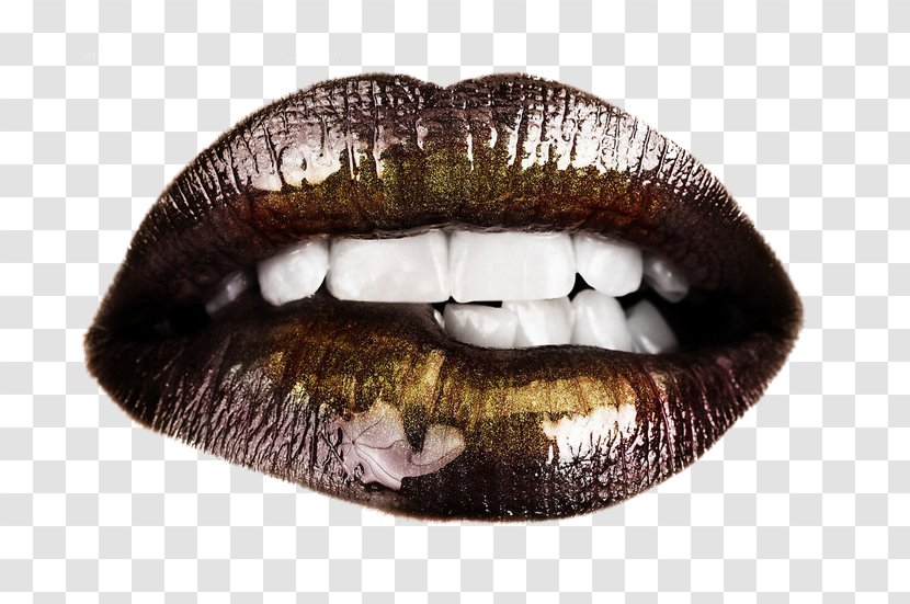 Lipstick Brown Lip Augmentation Cosmetics - Gloss - Black Lips Stock Image Transparent PNG