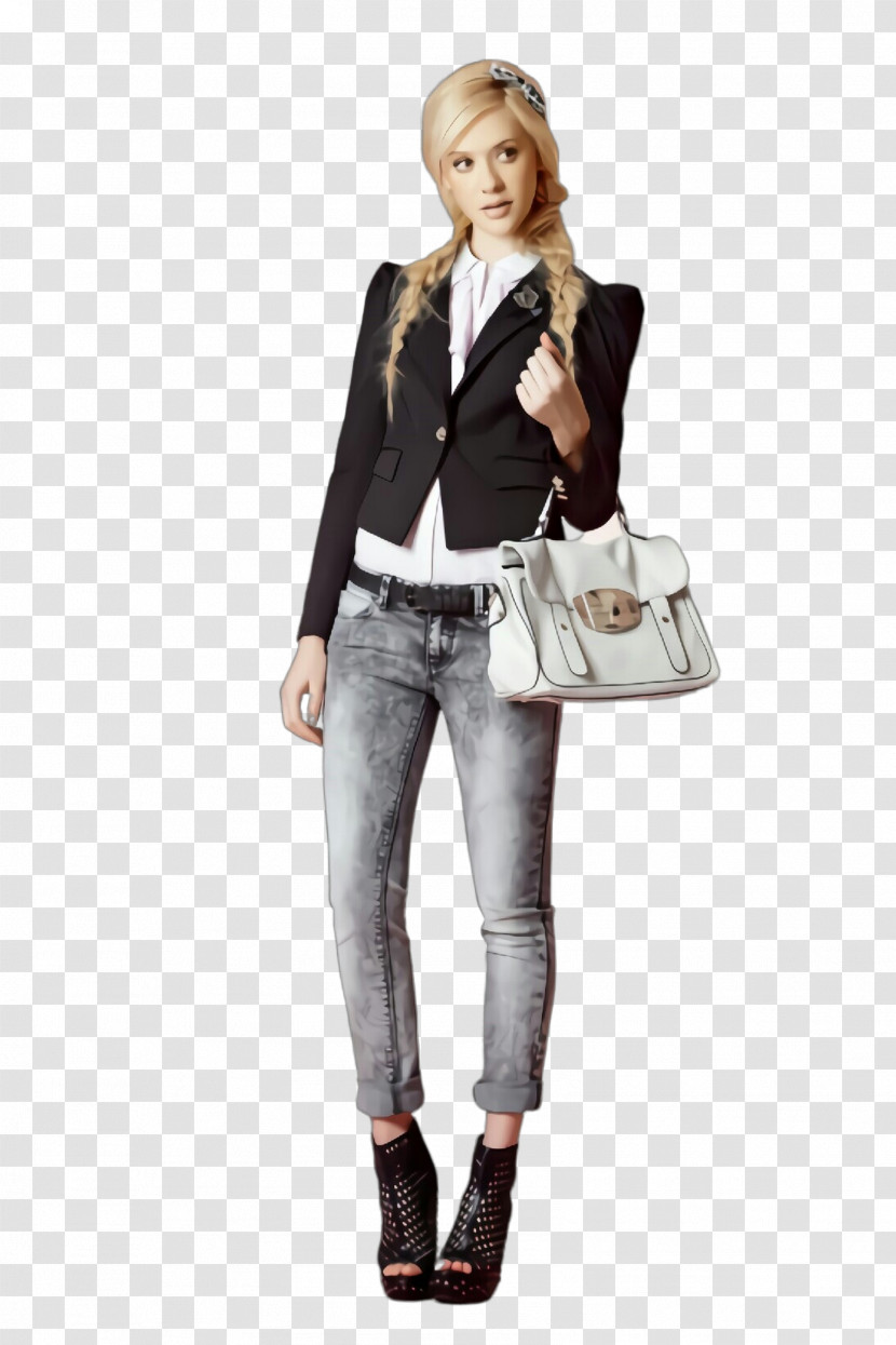 Clothing White Jeans Shoulder Footwear Transparent PNG