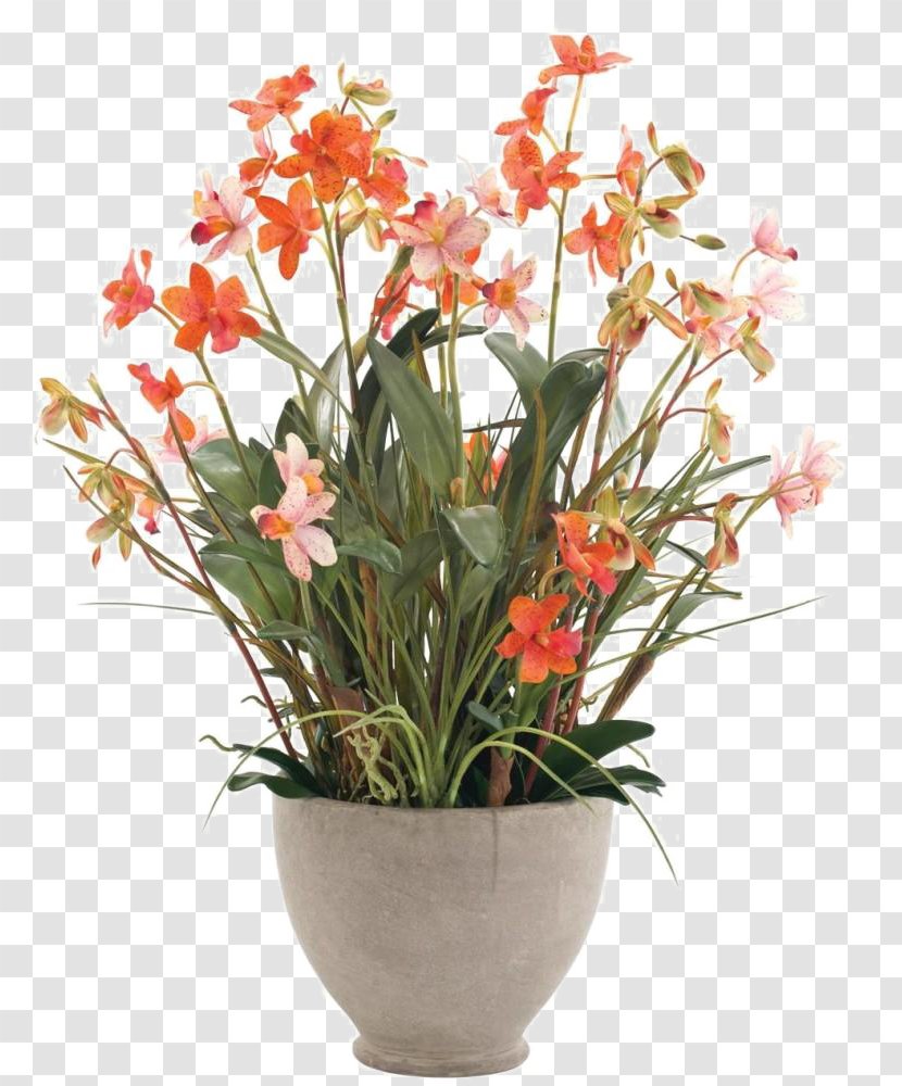 Floral Design Flower Vase - Flowering Plant - Orange White Transparent PNG