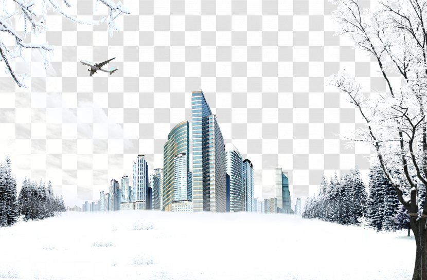 Winter Snow Poster - Building - Skyscrapers Transparent PNG