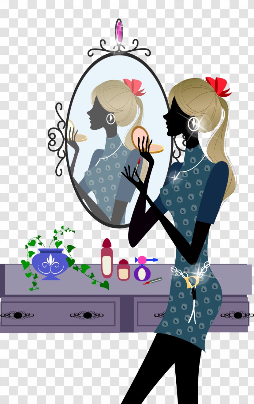 Drawing Woman Royalty-free Stock Photography - Watercolor - Mirror Dressed Beauty Vector Material Transparent PNG