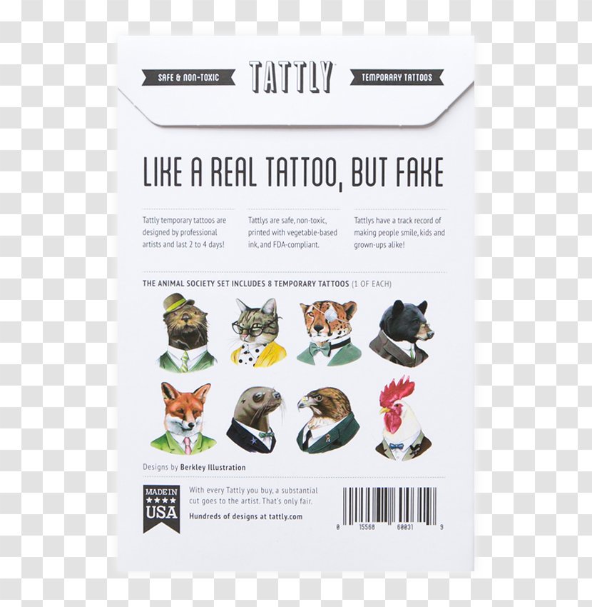 Tattly Abziehtattoo Tattoo Convention Cat - Animal Societies Transparent PNG