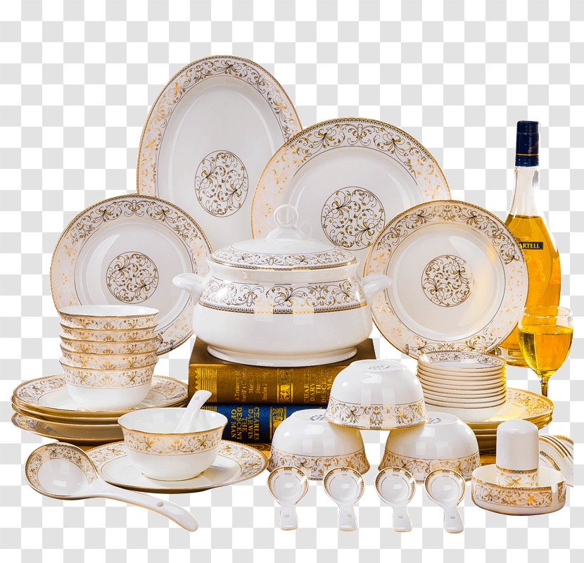 Porcelain Jingdezhen Ceramic Plate Tableware - Bone China Transparent PNG