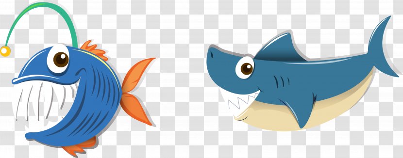 Shark Illustration - Vector Blue Fish Transparent PNG