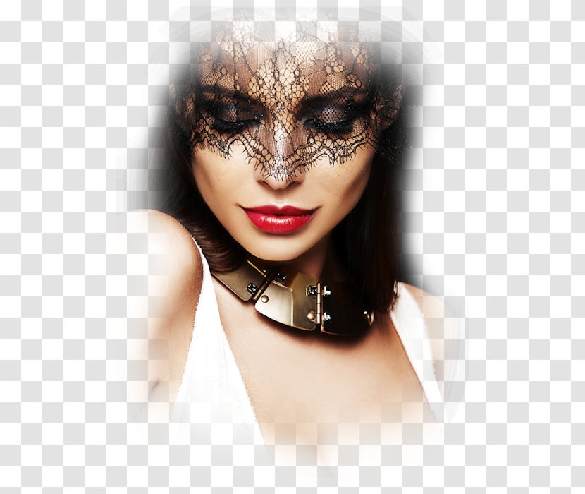 Mask Lace Fashion Clothing Pin - Brown Hair - Poetic Scene Transparent PNG