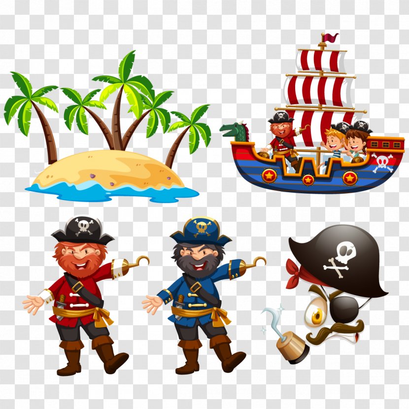 Captain Hook Piracy Euclidean Vector Illustration - Cartoon - Pirate Ship Transparent PNG