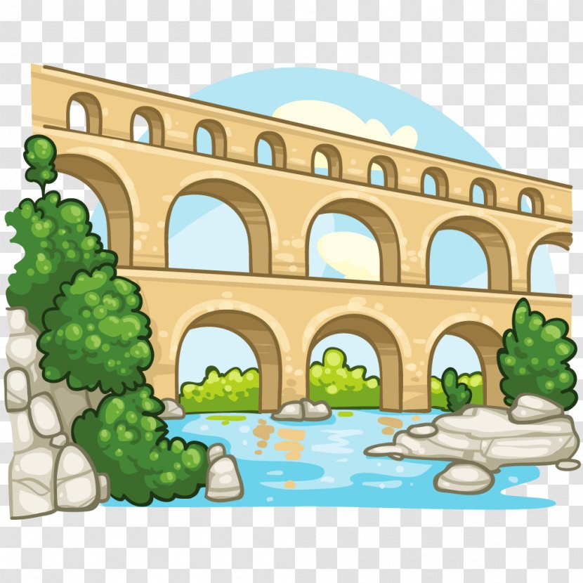 Aqueduct Cartoon Pyramid Of Cestius Clip Art - Arch - Roma Termini Railway Station Transparent PNG