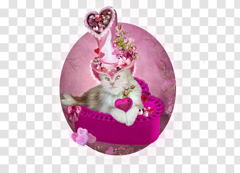 Cat Kitten Painting Art Felidae - Magenta - Valentine Transparent PNG