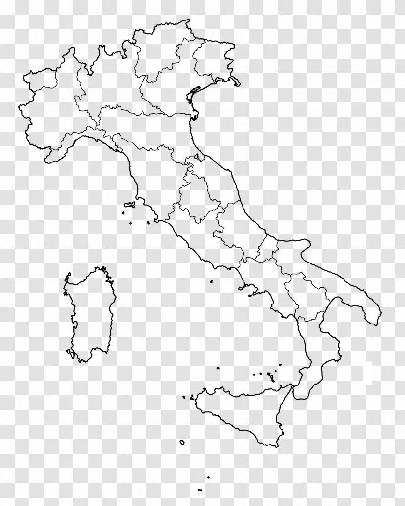 Regions Of Italy Veneto San Marino Blank Map - Area - Italian Transparent PNG