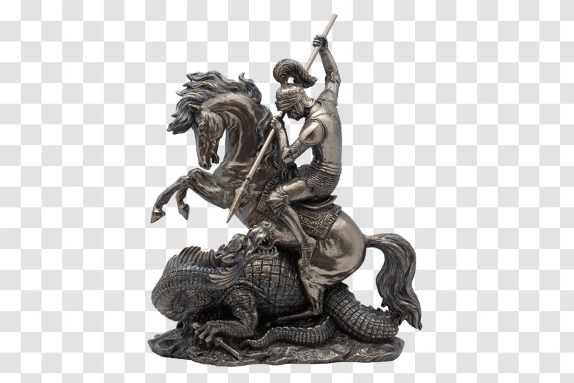 Statue Of Saint George, Prague Castle Figurine Bronze Sculpture George And The Dragon Transparent PNG