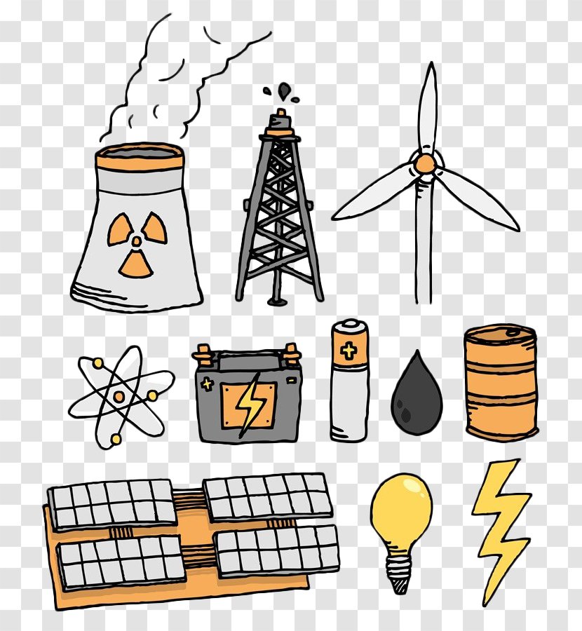 Electricity Generation Power Station Energy Wind Clip Art - Solar - Hand-painted Icon Transparent PNG