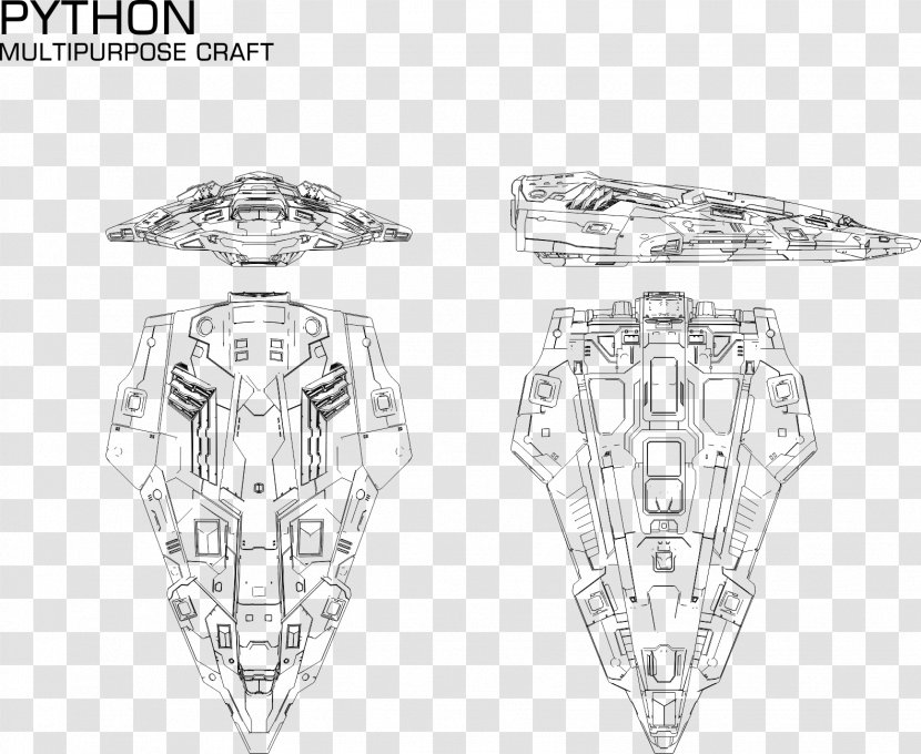 Elite Dangerous Drawing Line Art Sketch - PYTHON Transparent PNG