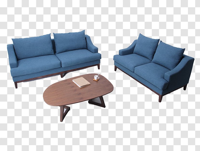Coffee Table Living Room Couch - Chair - Blue Sofa And Material Transparent PNG