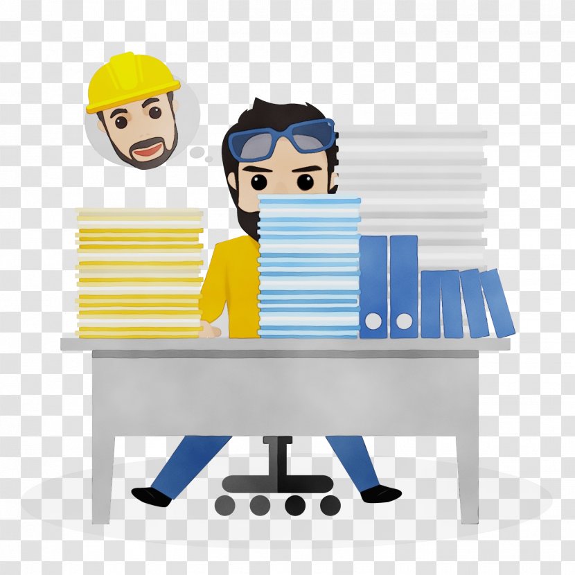 Watercolor Business - Contractor - Whitecollar Worker Desk Transparent PNG