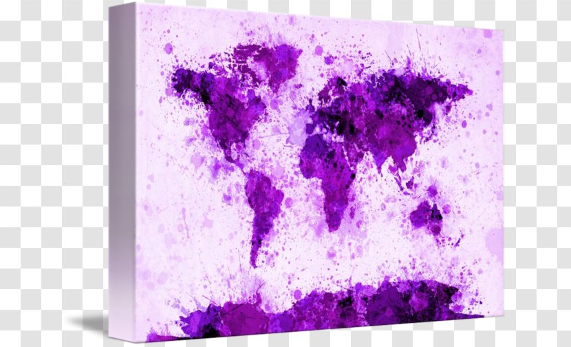 World Map Art Canvas Print - Watercolor Painting Transparent PNG