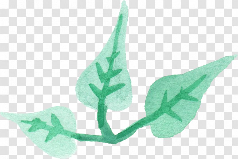 Leaf Turquoise Teal - Watercolor Leaves Transparent PNG