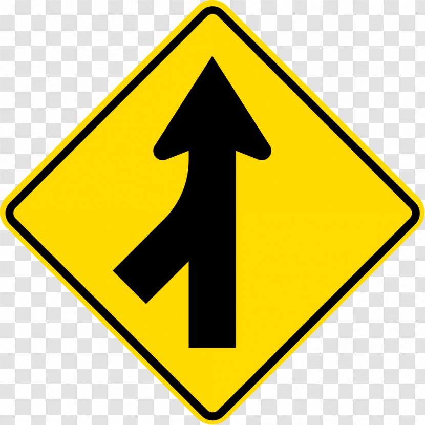 Traffic Sign Merge Warning Road Lane - Yellow Transparent PNG